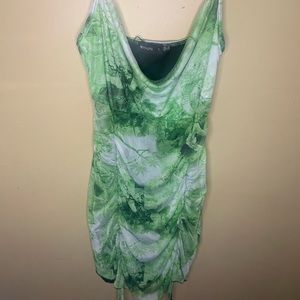 Lime green dragon mini dress size 6 PLT